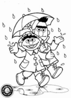 A coloring page of sesame street